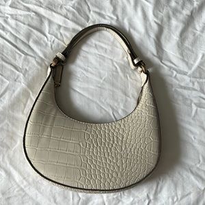 Mango Cream Croc-Embossed Mini Bag